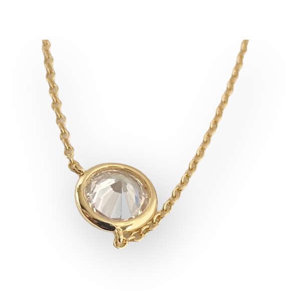 new Lassaire ☺︎︎ Bezel Set Simulated Diamond Necklace ☺︎︎ 18K Gold Plated 925 SS - Picture 7 of 16